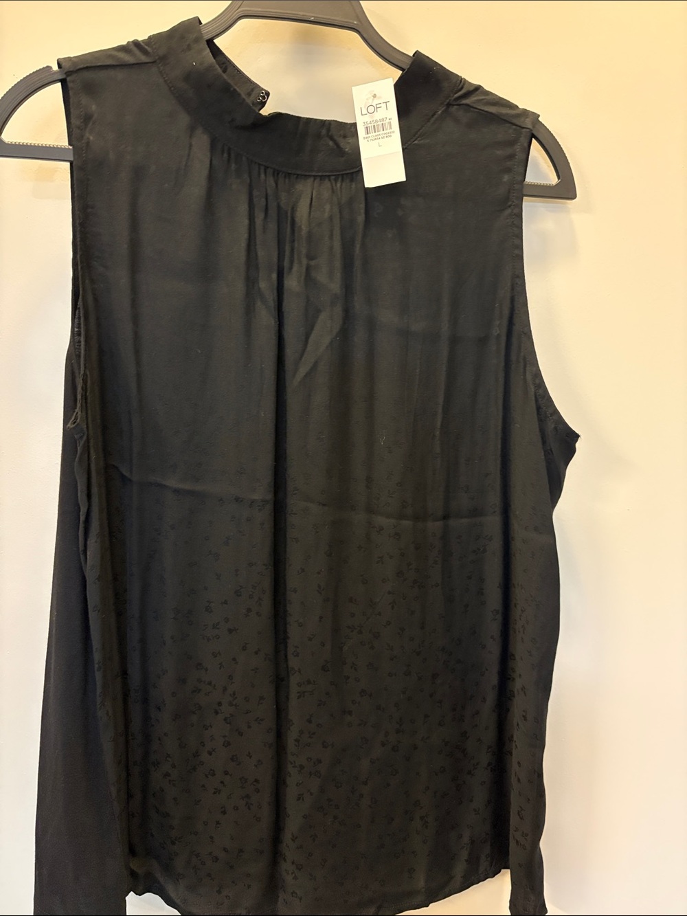 LOFT Black Sleeveless Mock Neck Blouse, Size L